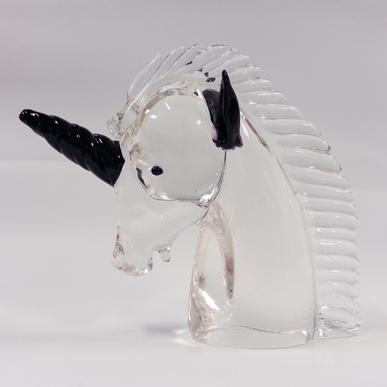 Archimede Seguso Murano Art Glass Unicorn Head