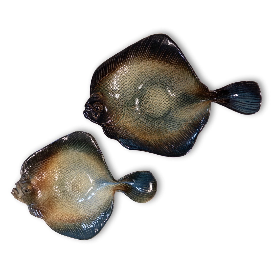 Tom and Rosalie Nadeau Ceramic Fluke Fish Bowl Pair