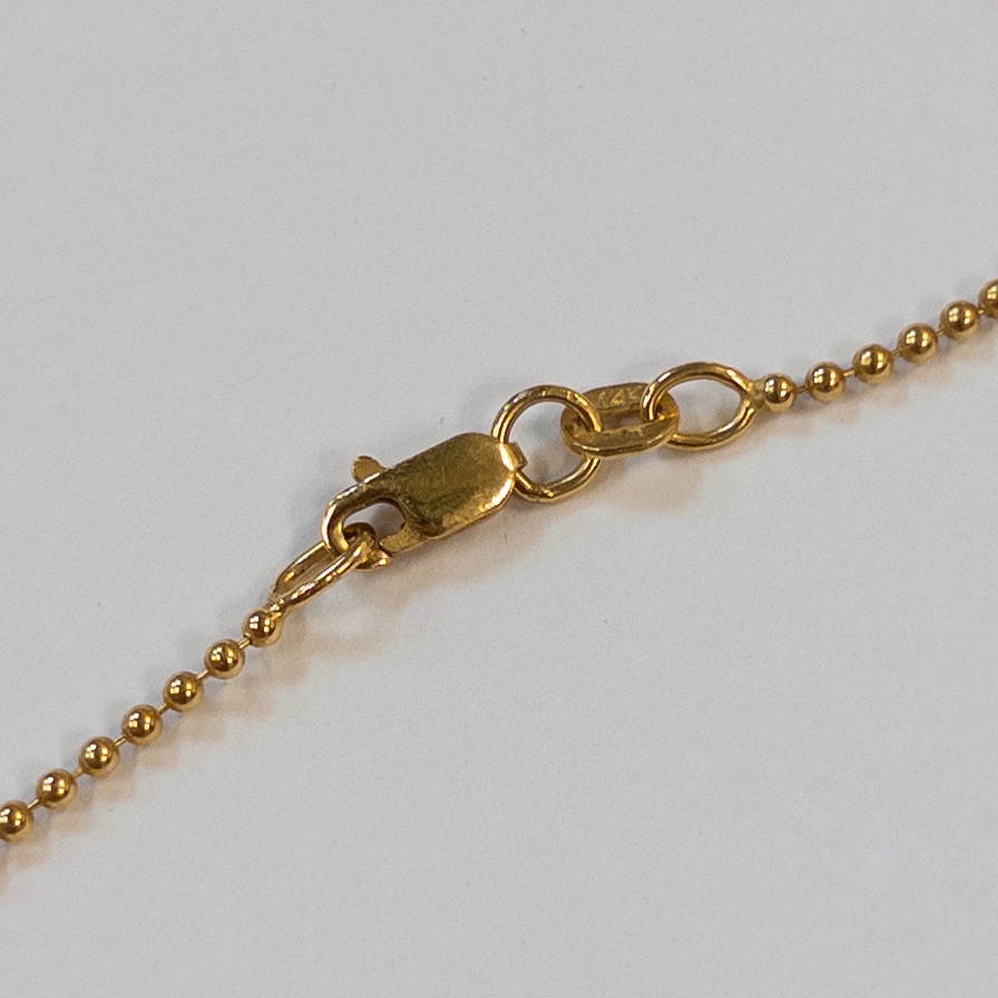 14K Gold Bead Chain Necklace with Diamond Heart Pendant