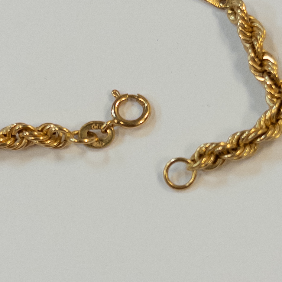 18K Gold Filigree and Rope Chain Bracelet