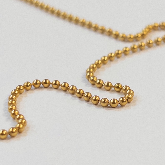 14K Gold Bead Chain Necklace with Diamond Heart Pendant