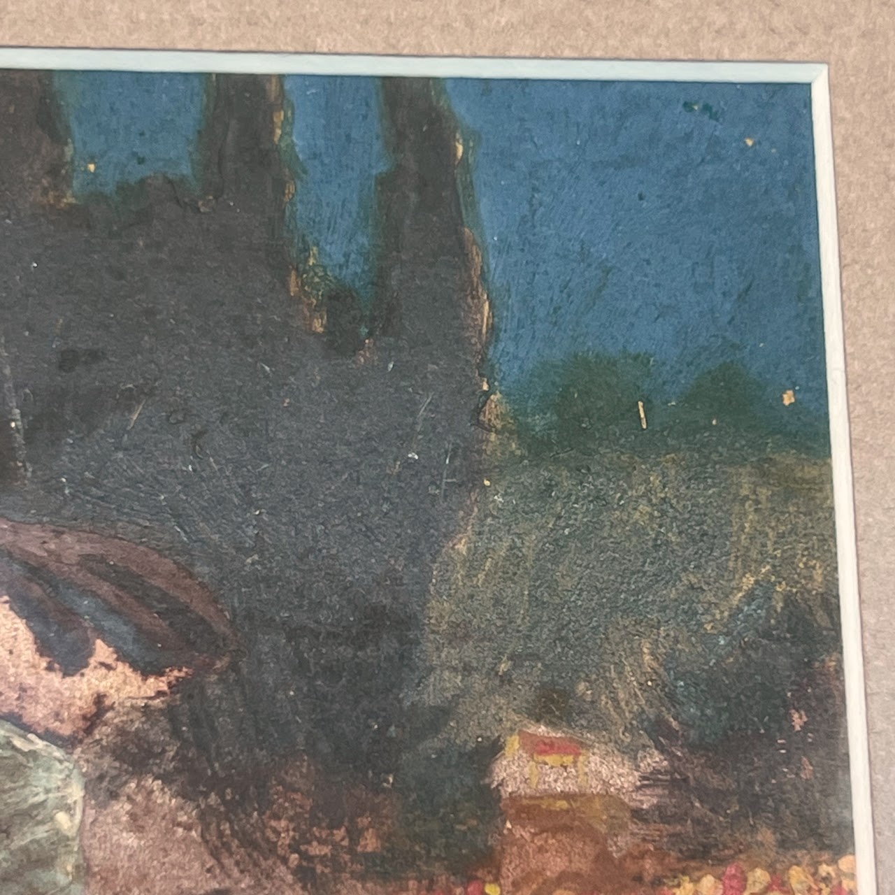 Moses at Mount Sinai Vintage Miniature Oil Painting