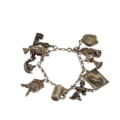 800 Silver Vintage Charm Bracelet