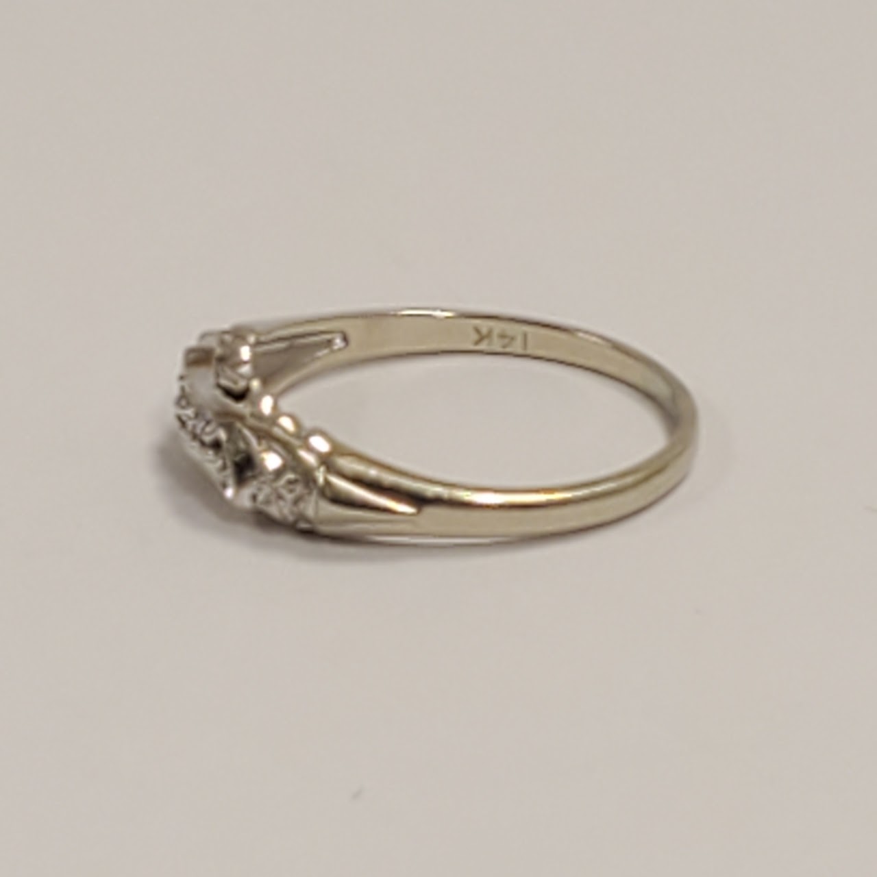 14K White Gold Band Ring