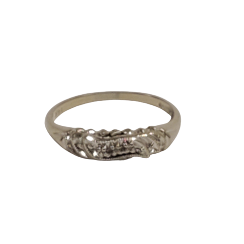 14K White Gold Band Ring