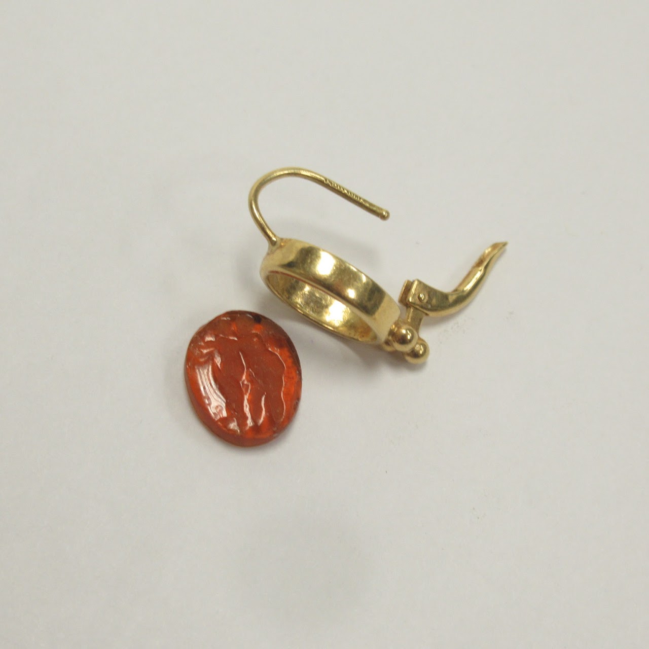 18K Gold Cameo Earrings- Need Repair