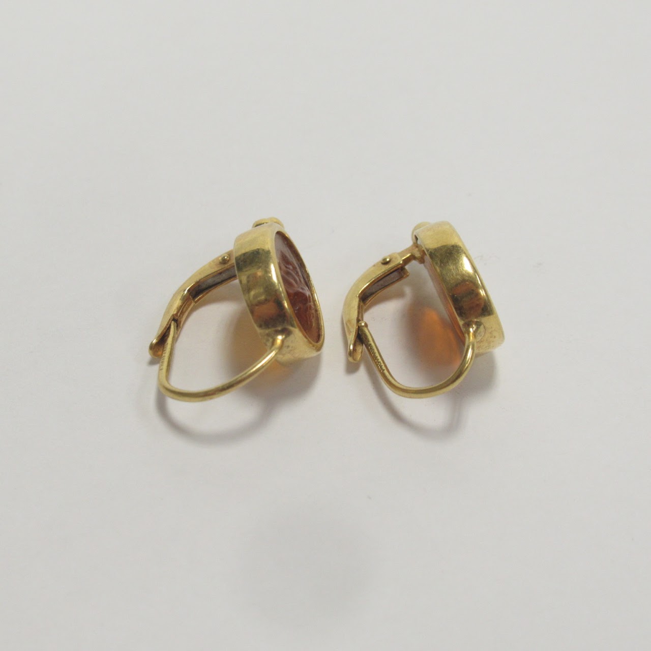 18K Gold Cameo Earrings- Need Repair