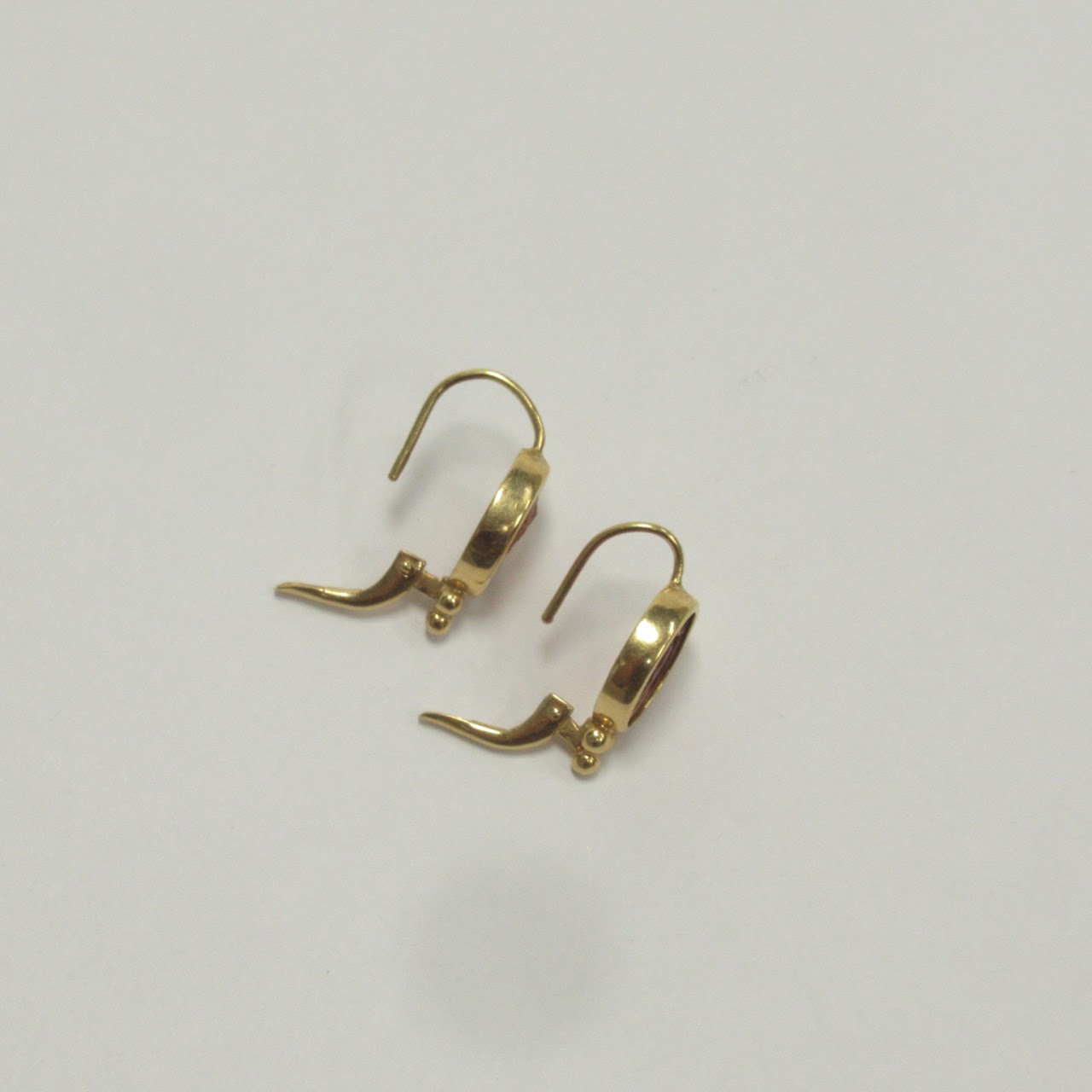 18K Gold Cameo Earrings- Need Repair