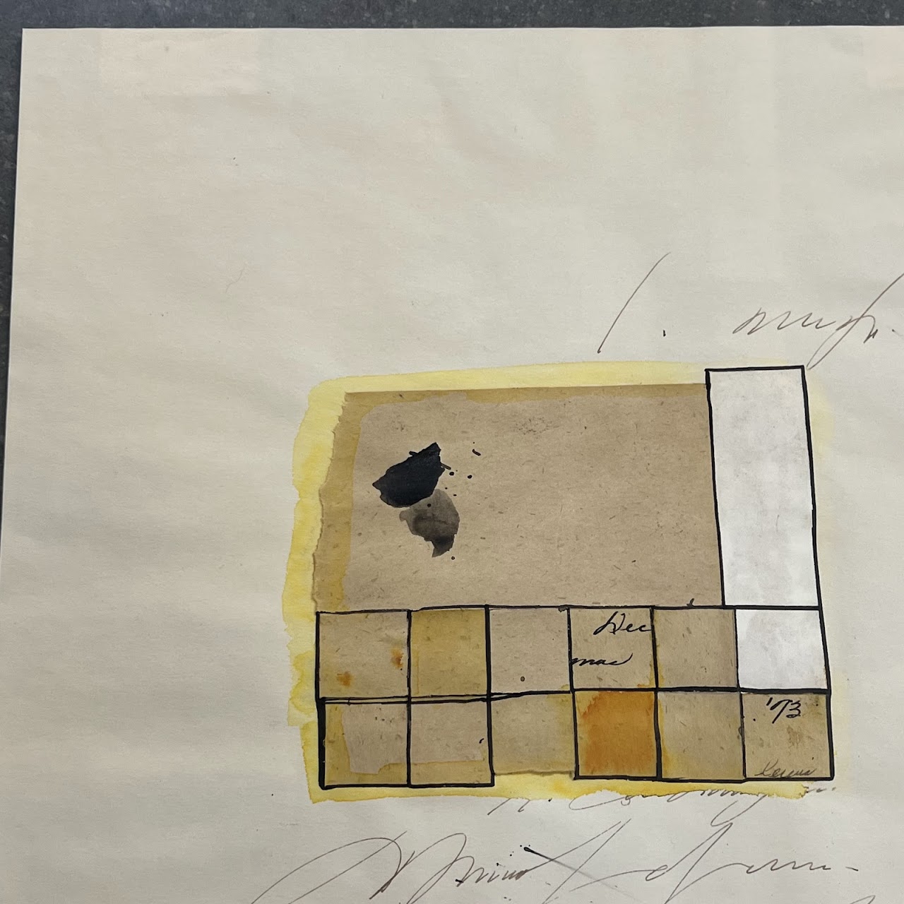 'Resolution of Contemporary Tides' Signed Watercolor and Collage Painting, 1973