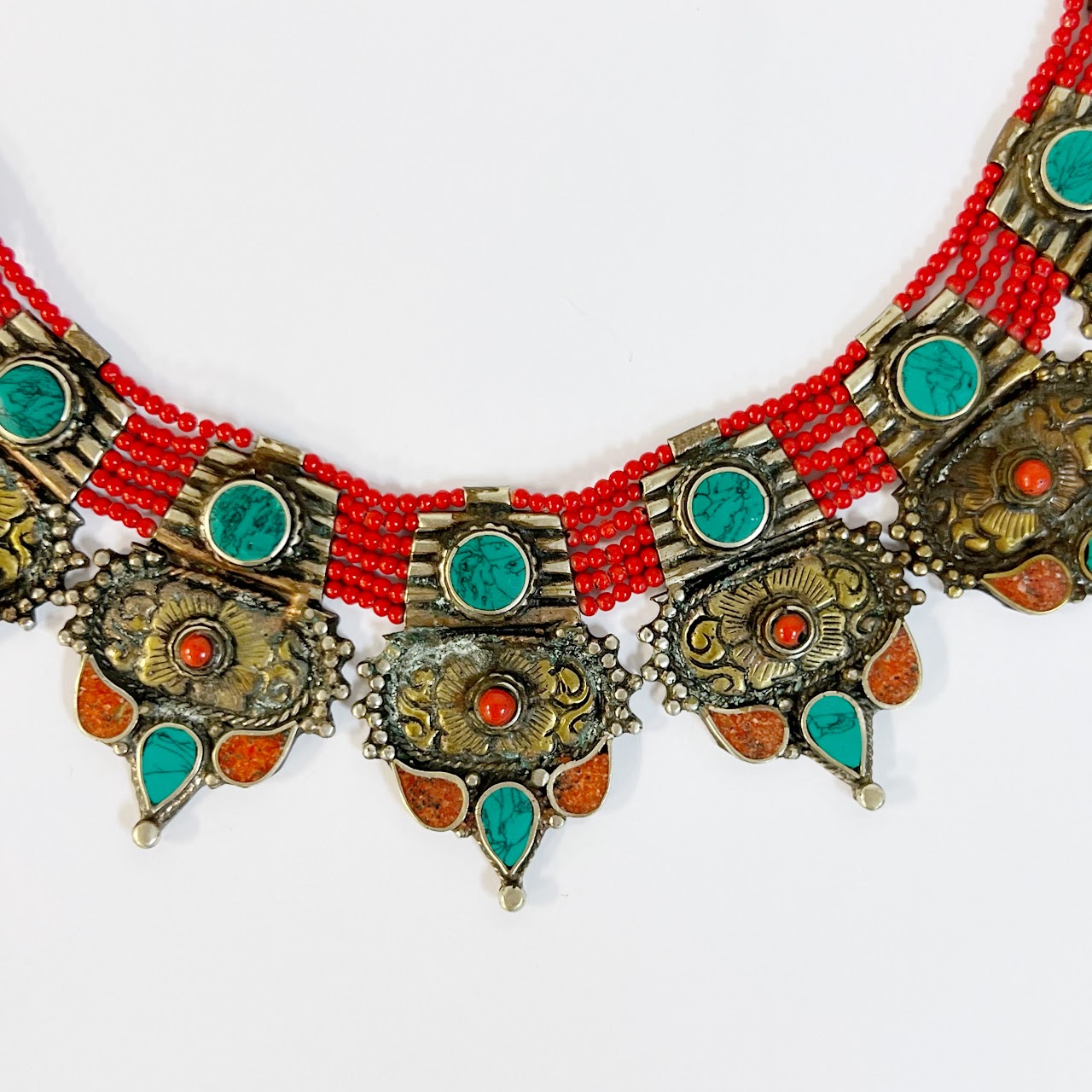 Tibetan Turquoise and Coral Necklace