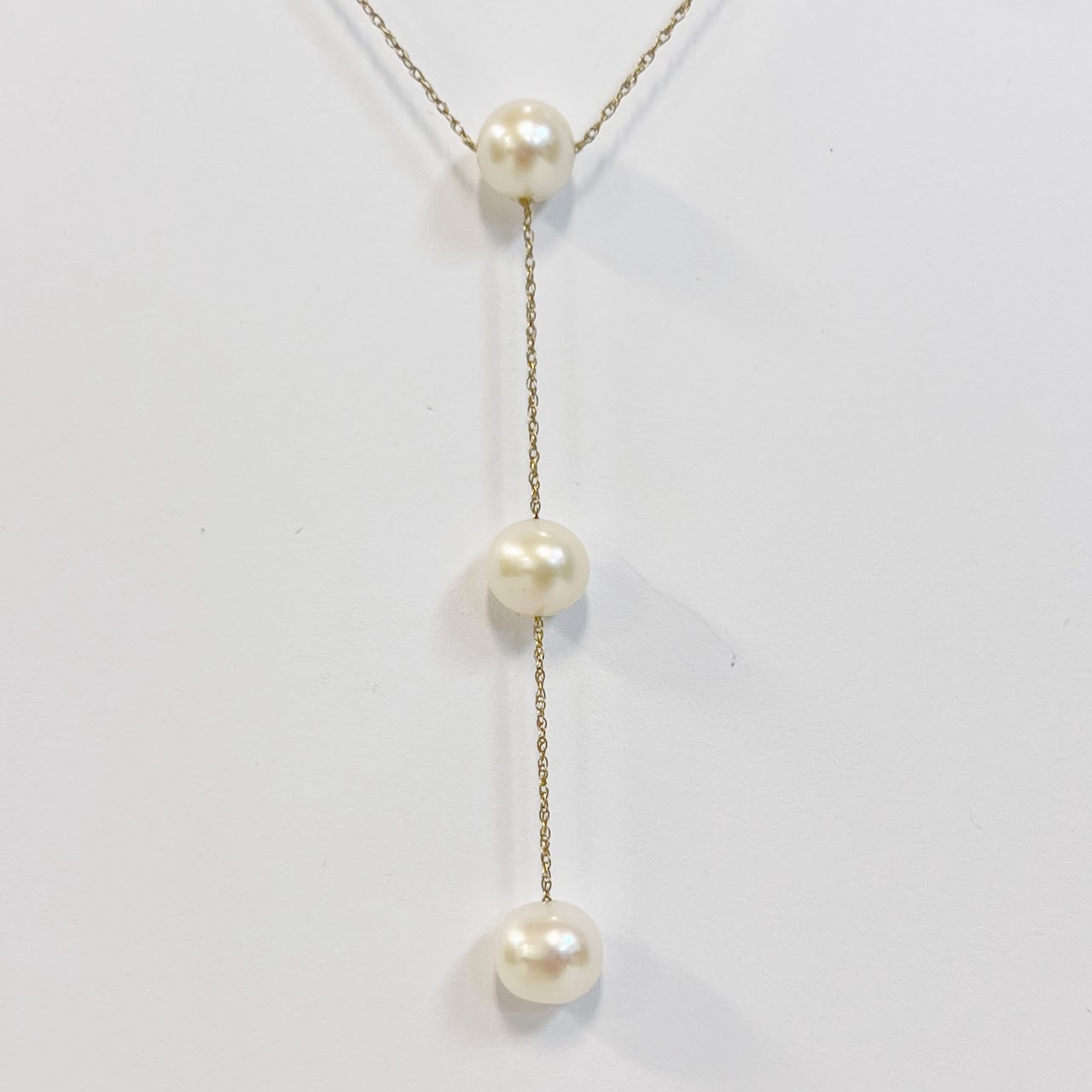 14K Gold Drop Pearl Chain Necklace