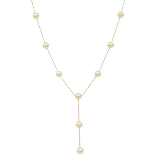 14K Gold Drop Pearl Chain Necklace