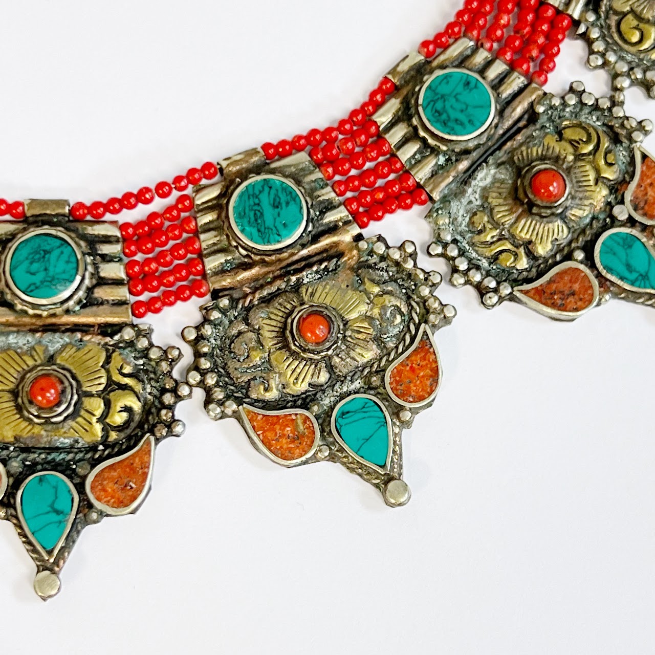 Tibetan Turquoise and Coral Necklace