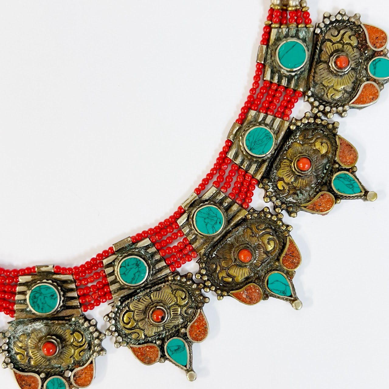 Tibetan Turquoise and Coral Necklace