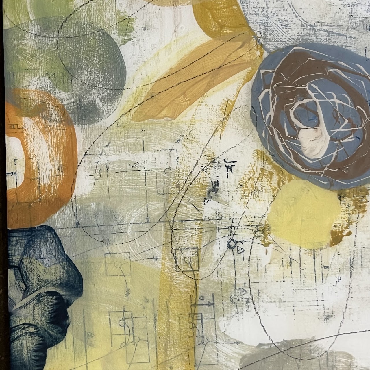 Teresa Stanley 'Hello, Again' Signed Abstract Acrylic and Encaustic Painting, 2009