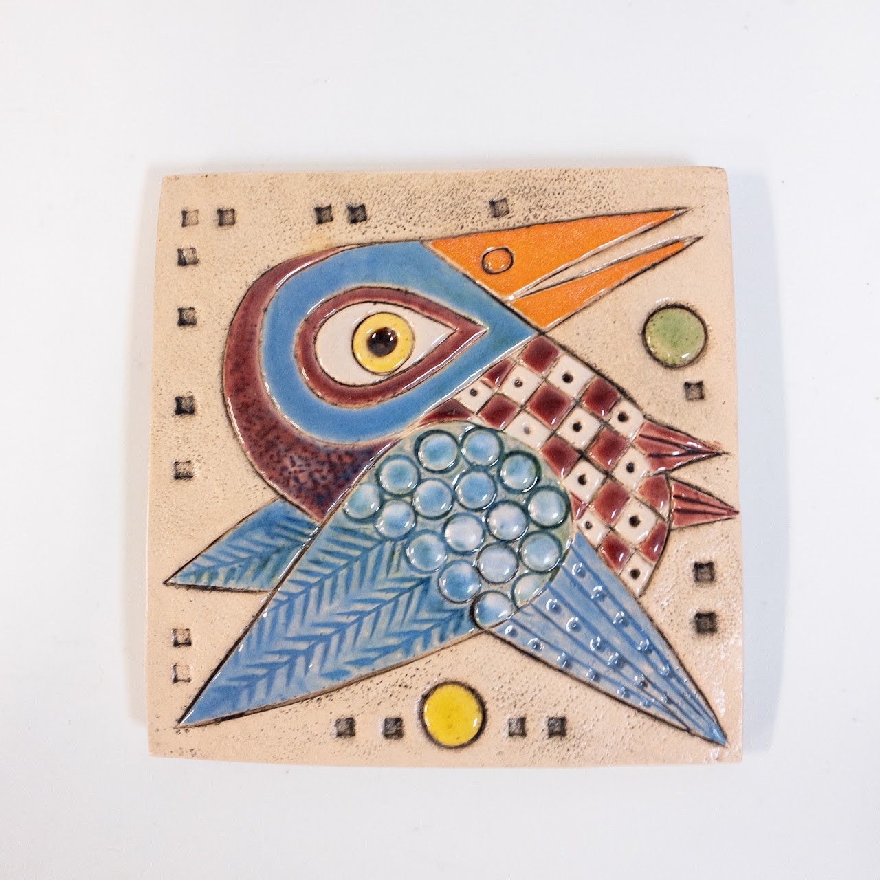 Modernist Hand-Painted Ceramic Tile