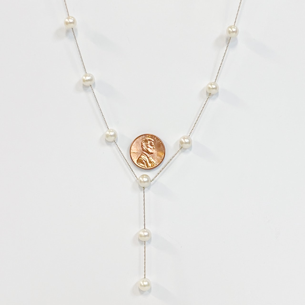 14K Gold Drop Pearl Chain Necklace