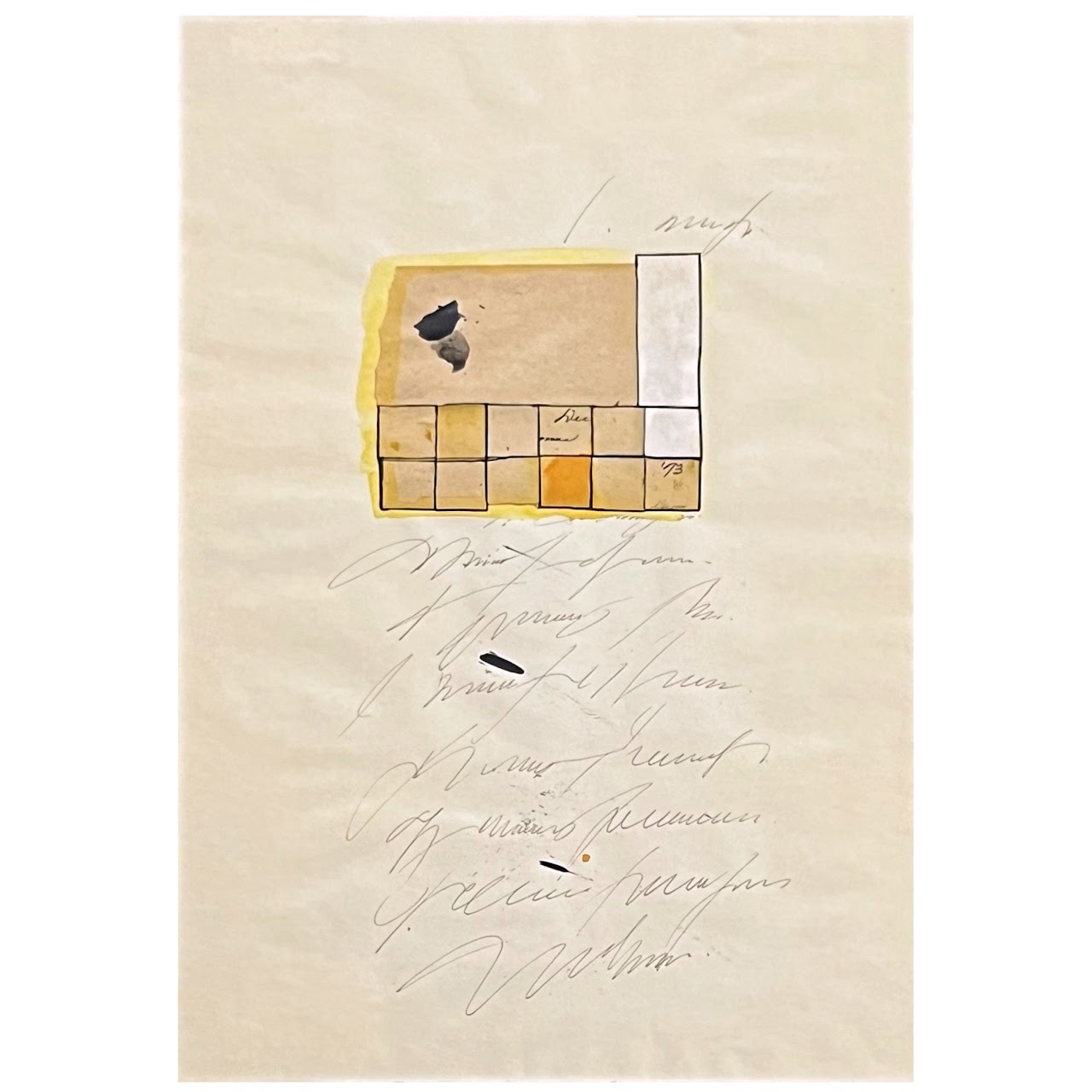 'Resolution of Contemporary Tides' Signed Watercolor and Collage Painting, 1973