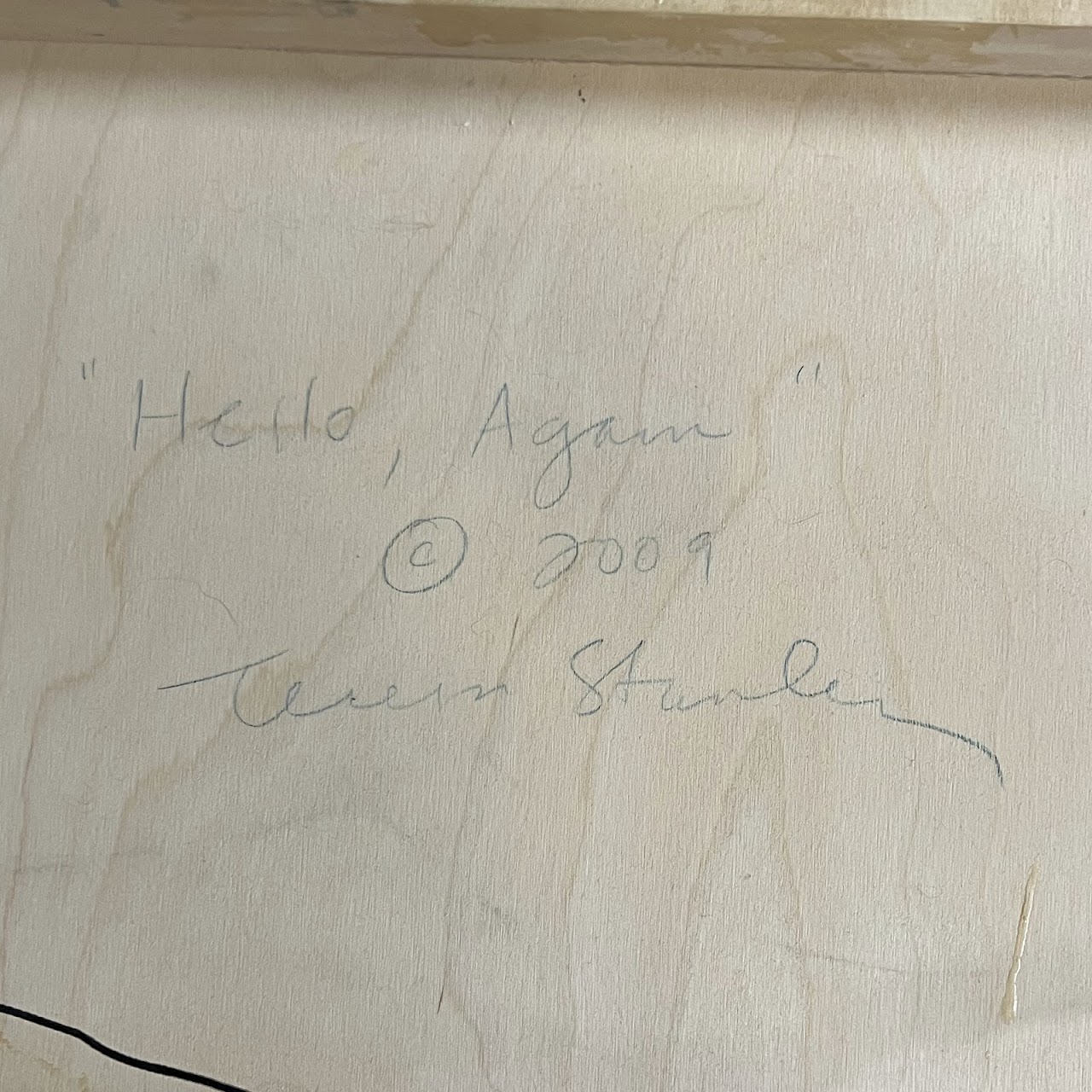 Teresa Stanley 'Hello, Again' Signed Abstract Acrylic and Encaustic Painting, 2009