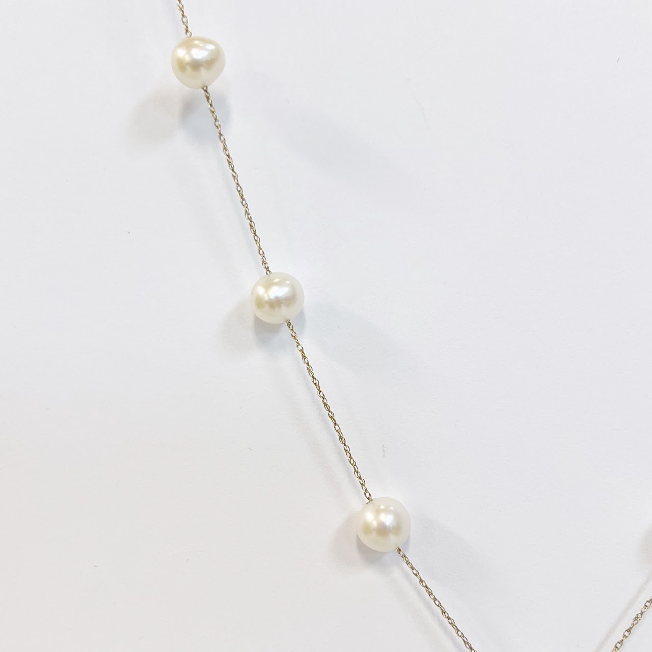 14K Gold Drop Pearl Chain Necklace