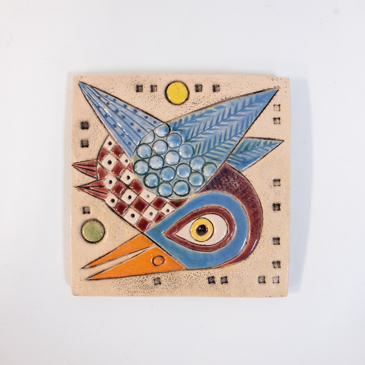 Modernist Hand-Painted Ceramic Tile