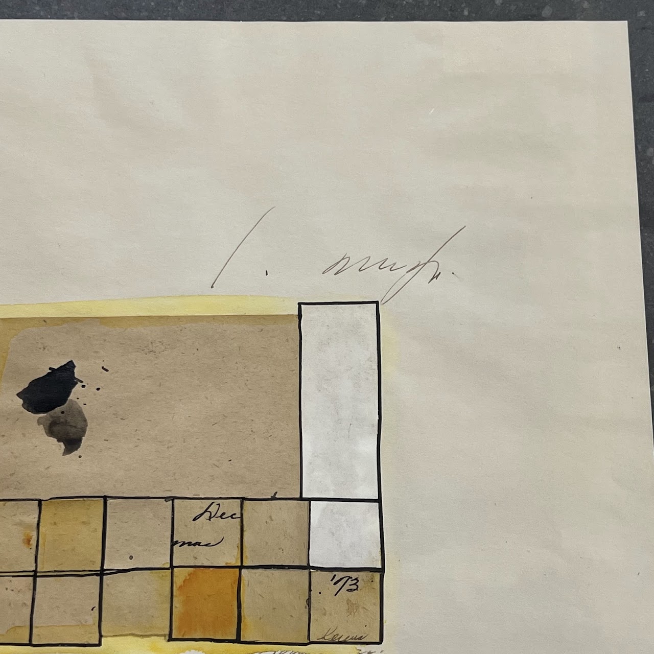 'Resolution of Contemporary Tides' Signed Watercolor and Collage Painting, 1973