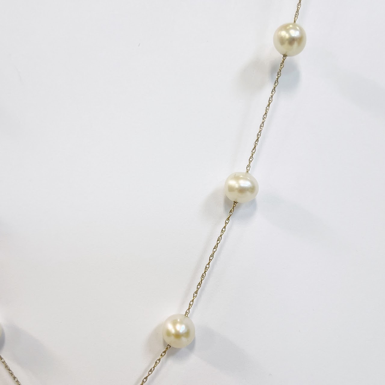 14K Gold Drop Pearl Chain Necklace