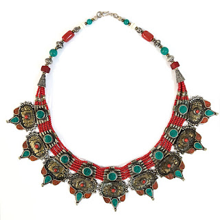 Tibetan Turquoise and Coral Necklace