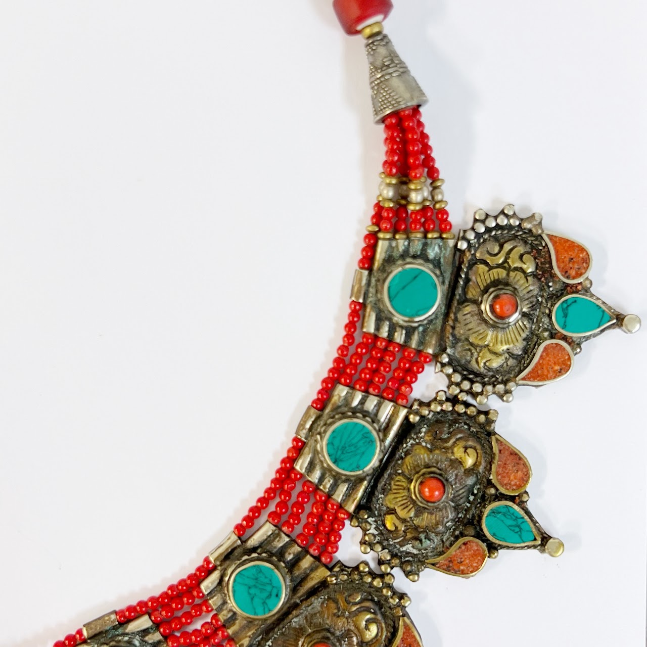 Tibetan Turquoise and Coral Necklace