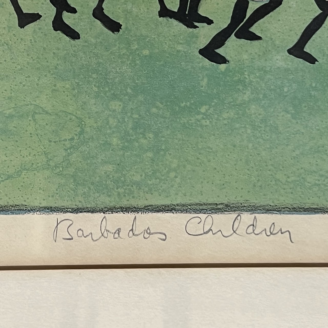 Emilio Sanchez 'Barbados Children' Signed Modernist Lithograph