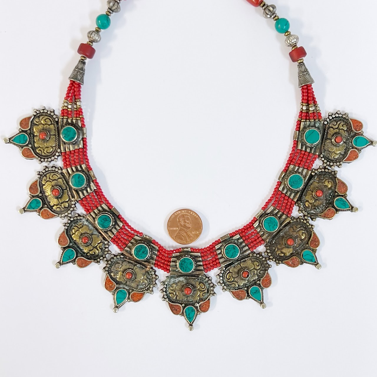 Tibetan Turquoise and Coral Necklace