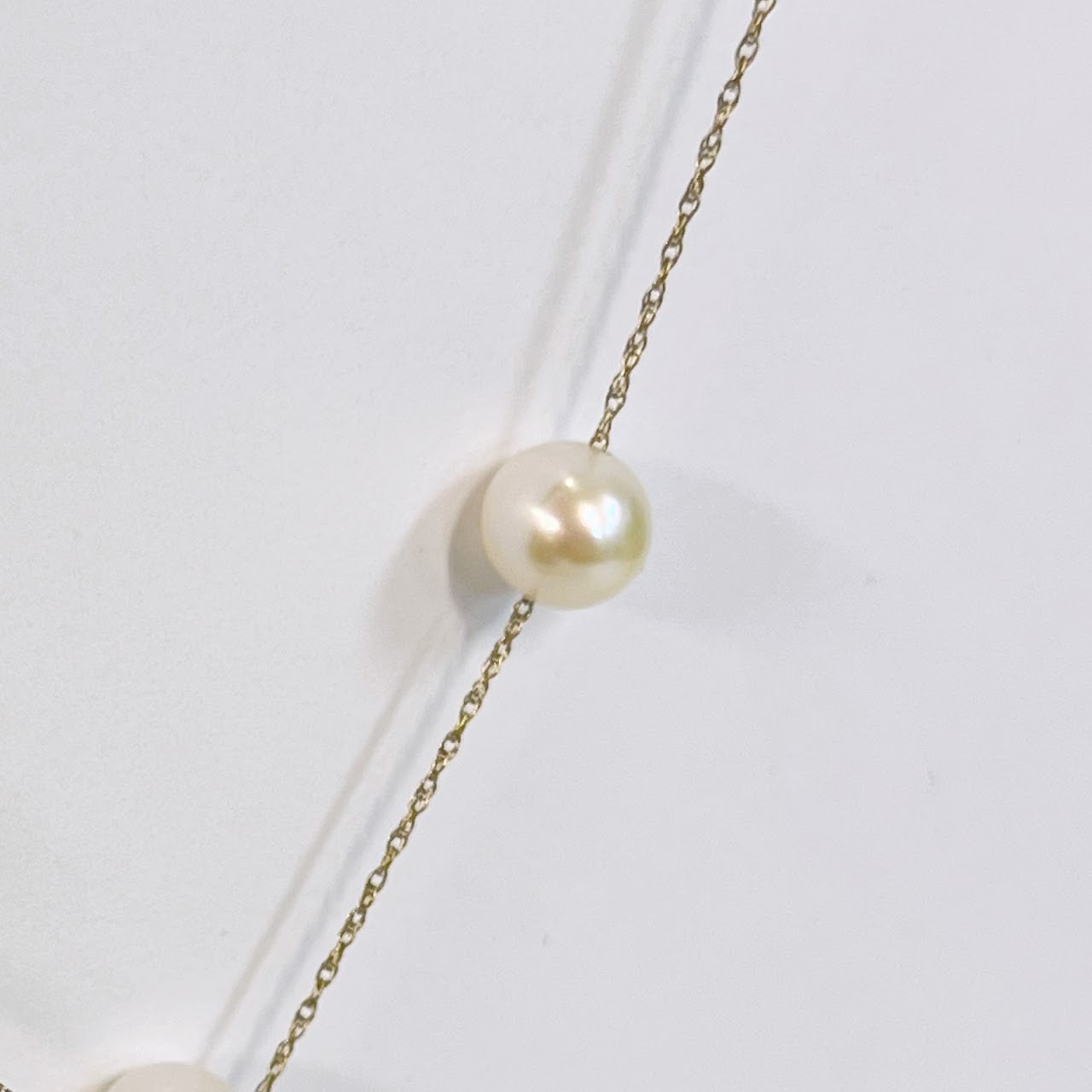 14K Gold Drop Pearl Chain Necklace