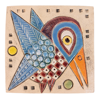 Modernist Hand-Painted Ceramic Tile