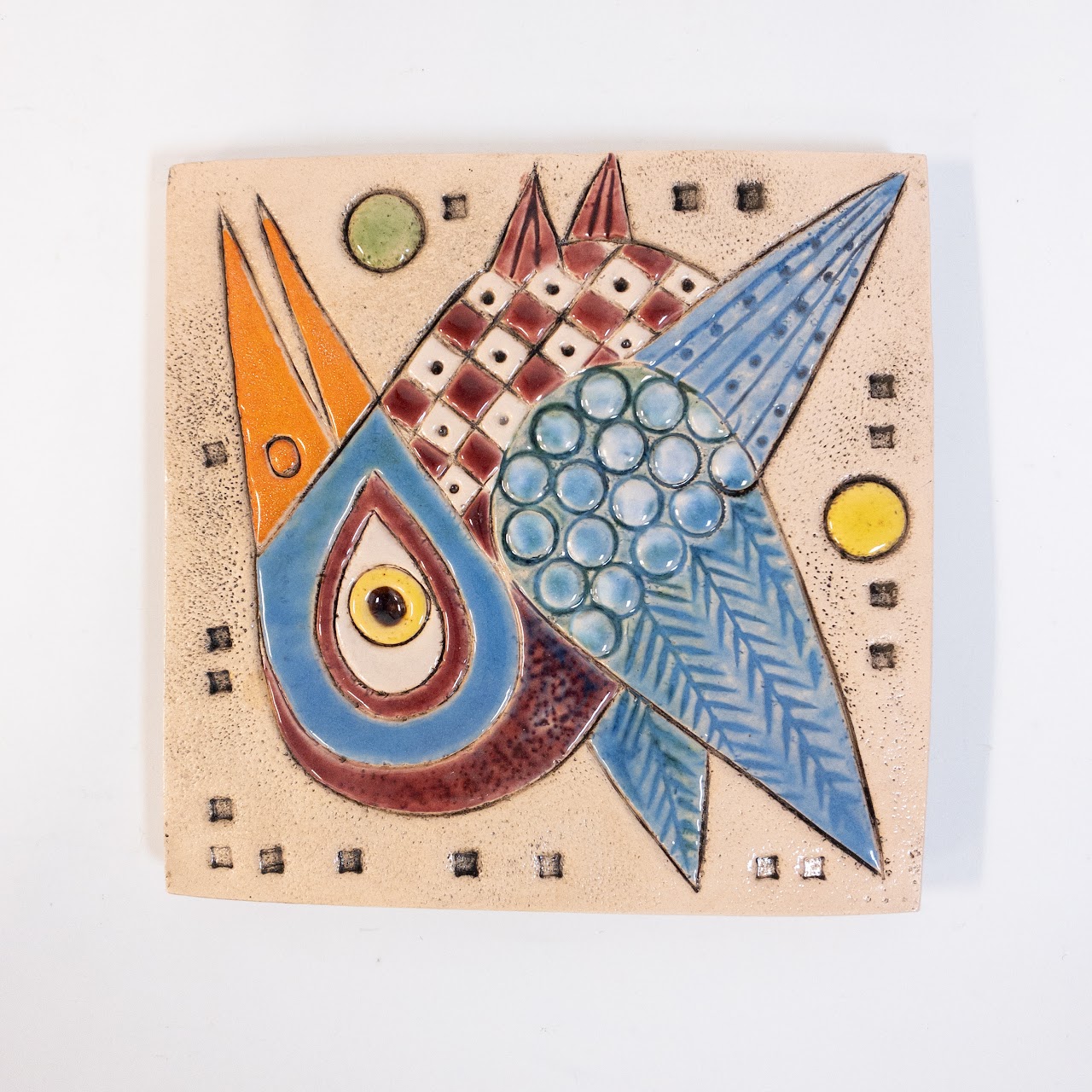 Modernist Hand-Painted Ceramic Tile