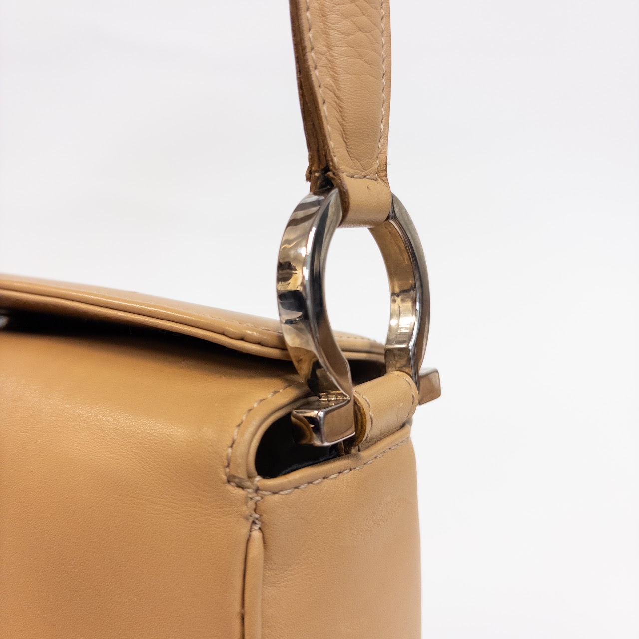 Tan Salvatore Ferragamo Gancini Shoulder Bag