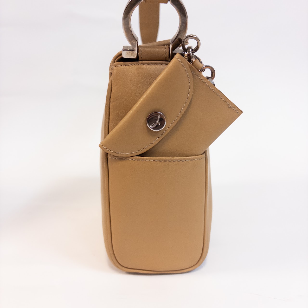 Tan Salvatore Ferragamo Gancini Shoulder Bag