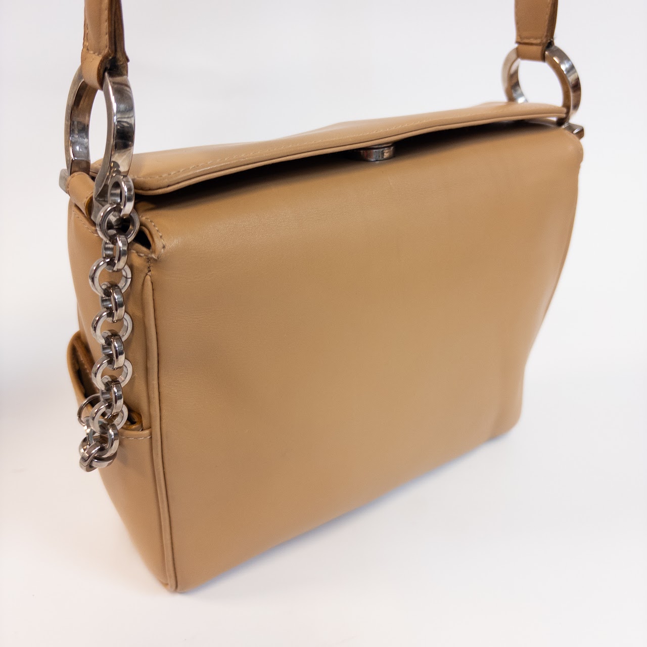 Tan Salvatore Ferragamo Gancini Shoulder Bag