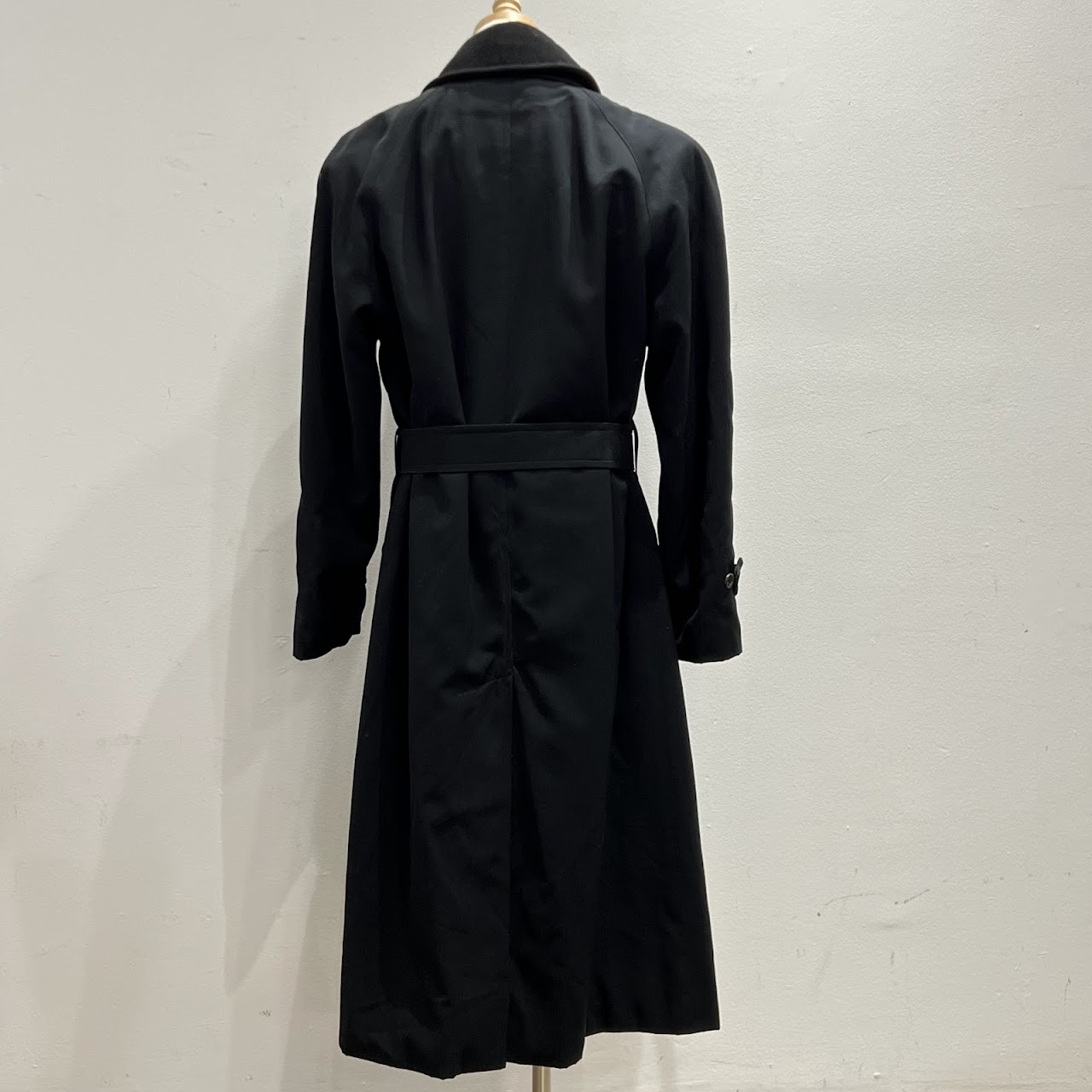 Burberry London Black Wool and Camel Lined Overcoat