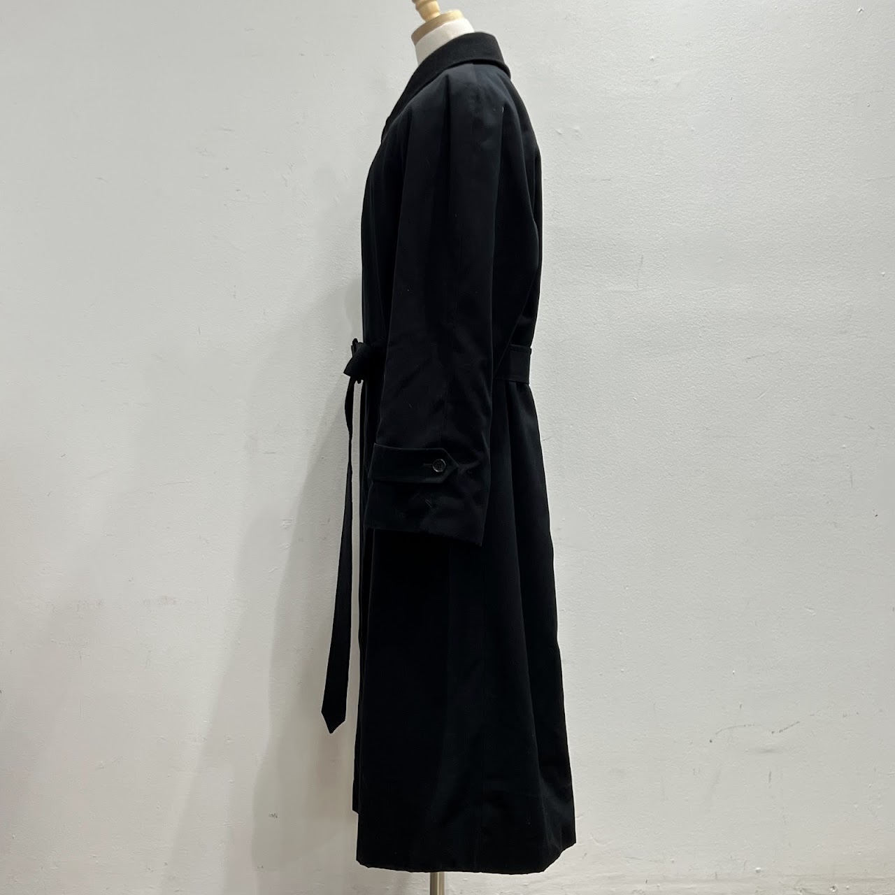 Burberry London Black Wool and Camel Lined Overcoat