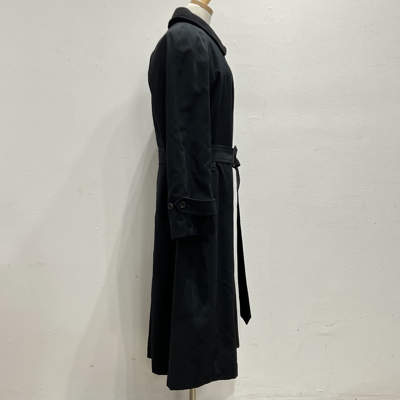 Burberry London Black Wool and Camel Lined Overcoat