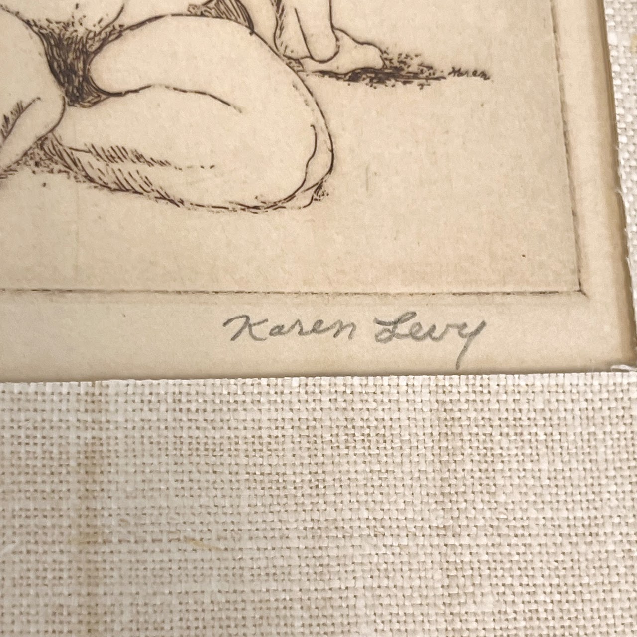 Karen Levy Signed Figure with Insect Surrealist Etching