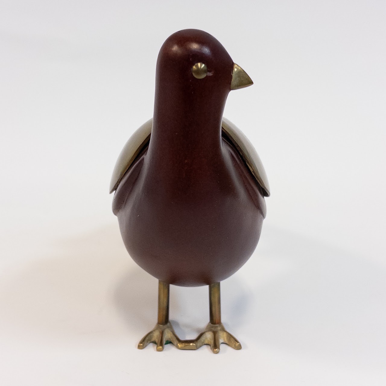 Wood and Brass Vintage Pigeon Table Top Statuette