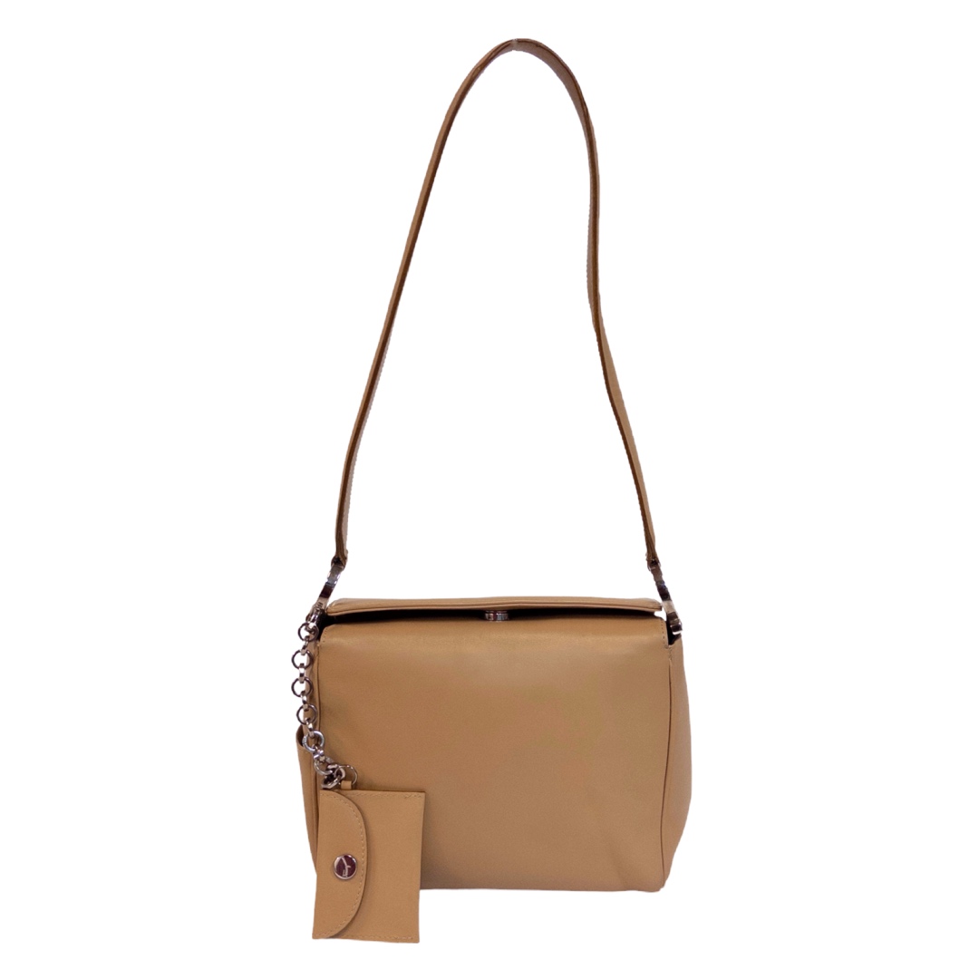 Tan Salvatore Ferragamo Gancini Shoulder Bag