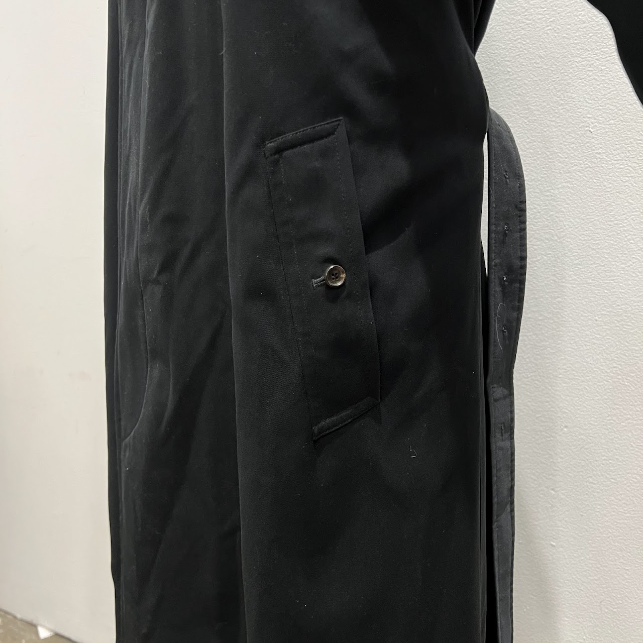 Burberry London Black Wool and Camel Lined Overcoat