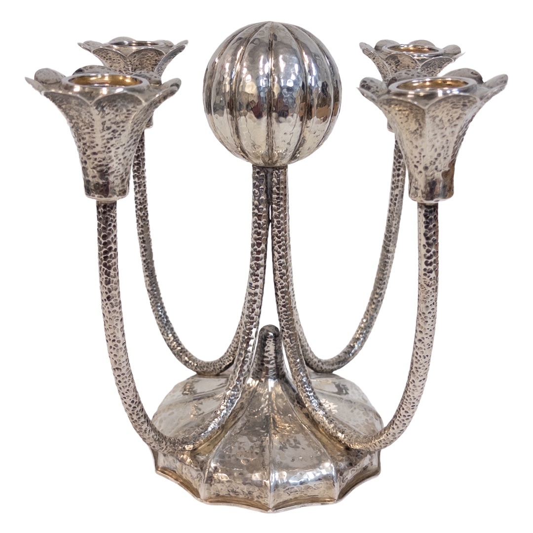 800 Silver Viennese Art Deco Four Light Candelabra