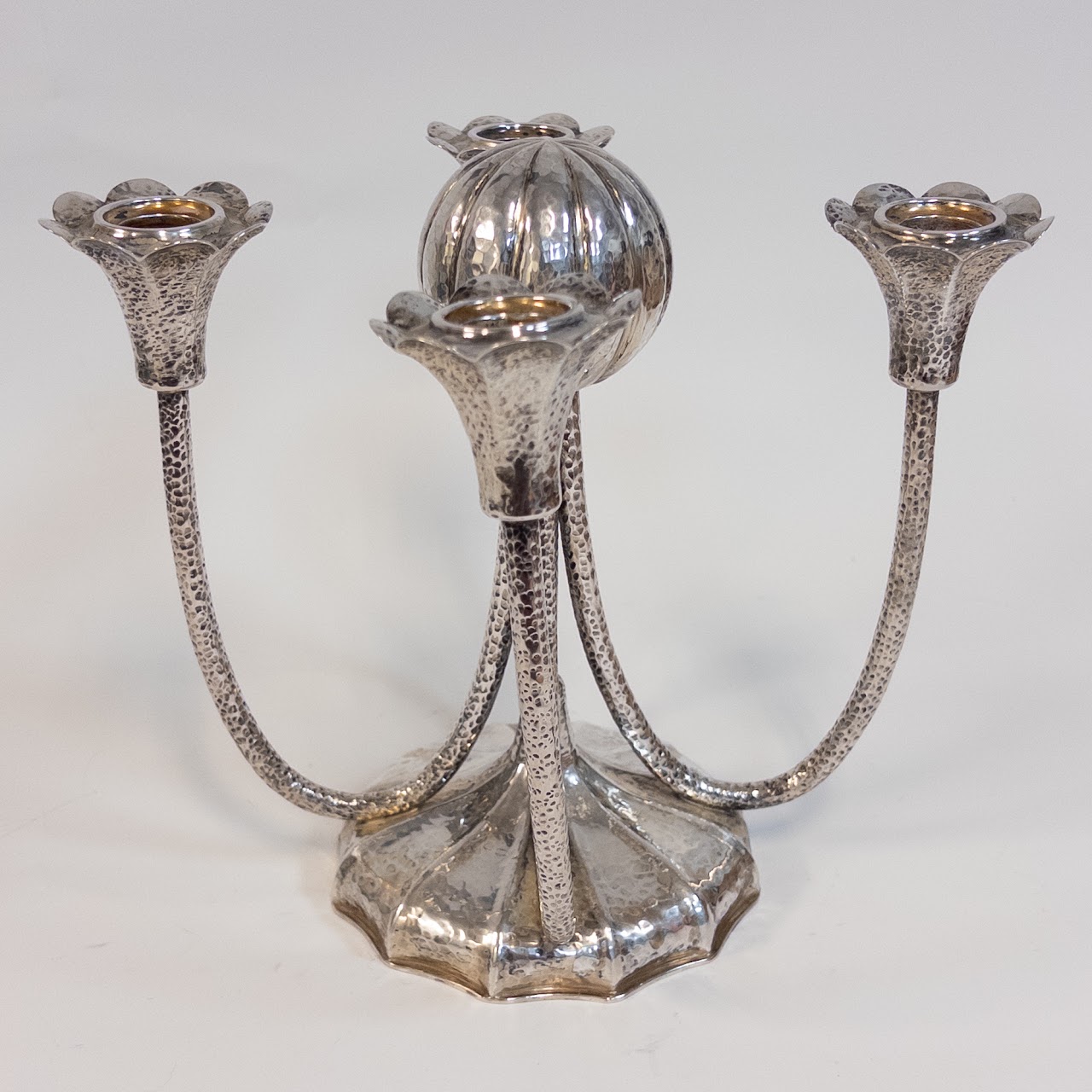 800 Silver Viennese Art Deco Four Light Candelabra