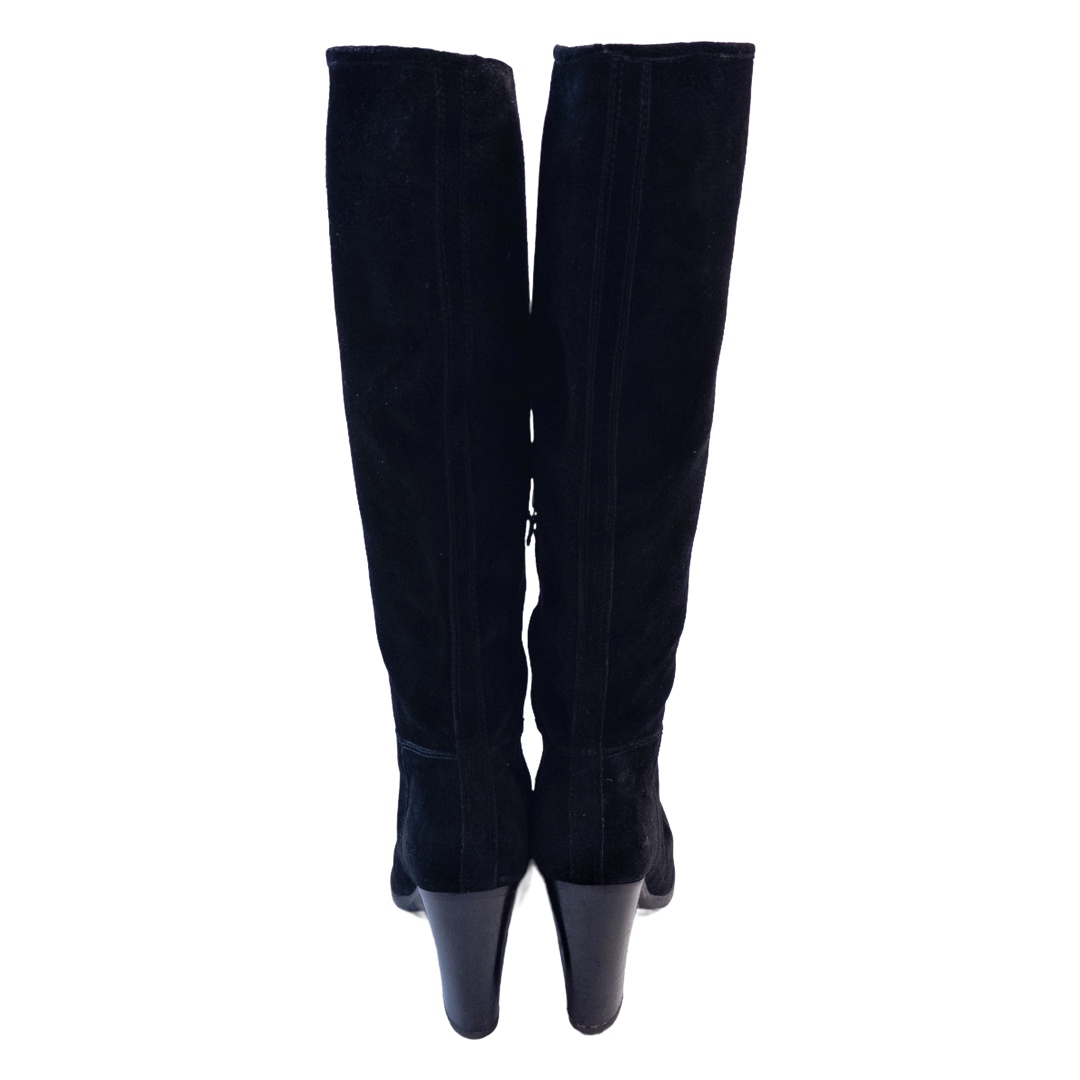 Prada Black Suede Knee High Boots