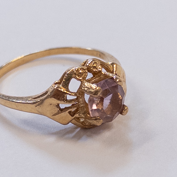 14K Gold Ring with Light Pink Gemstone