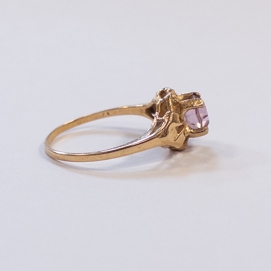 14K Gold Ring with Light Pink Gemstone