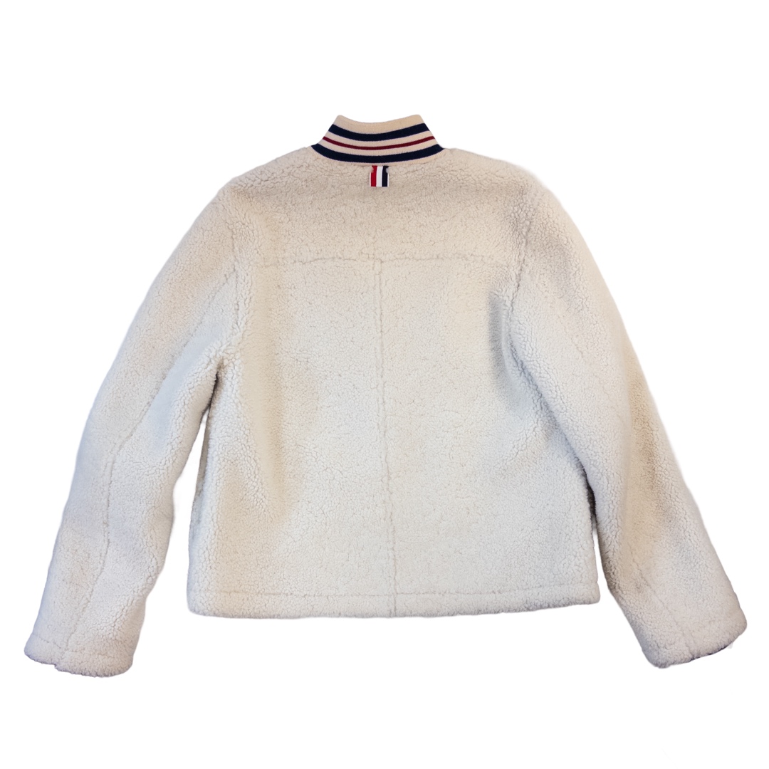 Thom Browne Funnel Neck Dyed Shearling Golf Jacket